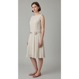 VTG Retro Style Drop Waist Cocktail Dress Sz 4 Cream Formal Party Wedding Sweet